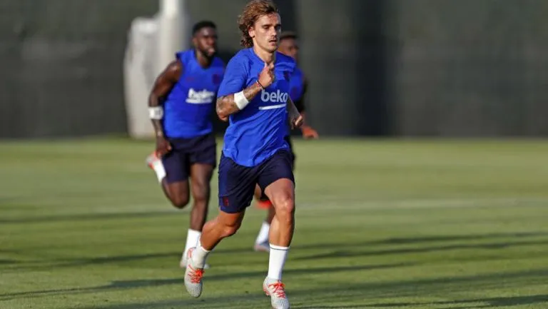 Antoine Griezmann, durante una sesión con el Barcelona