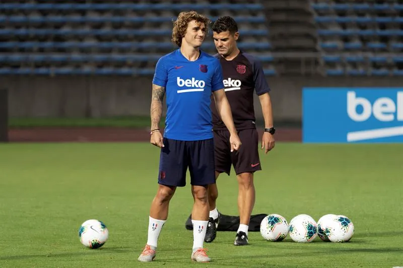 Antoine Griezmann, durante una práctica del Barcelona
