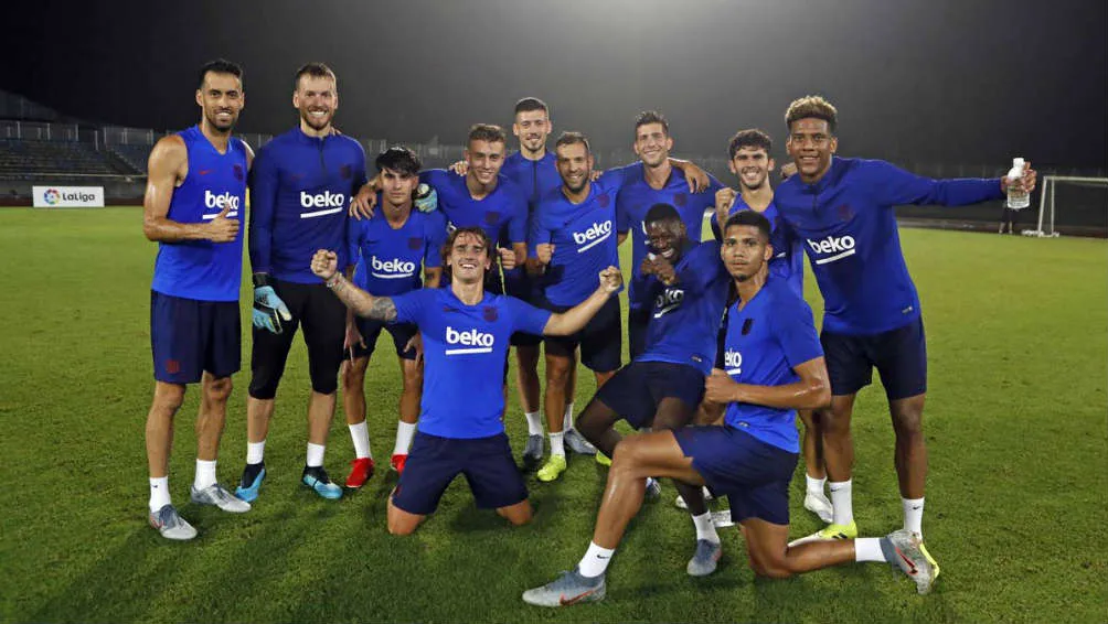TWITTER @FCBARCELONA Jugadores del Barcelona, en un entrenamiento