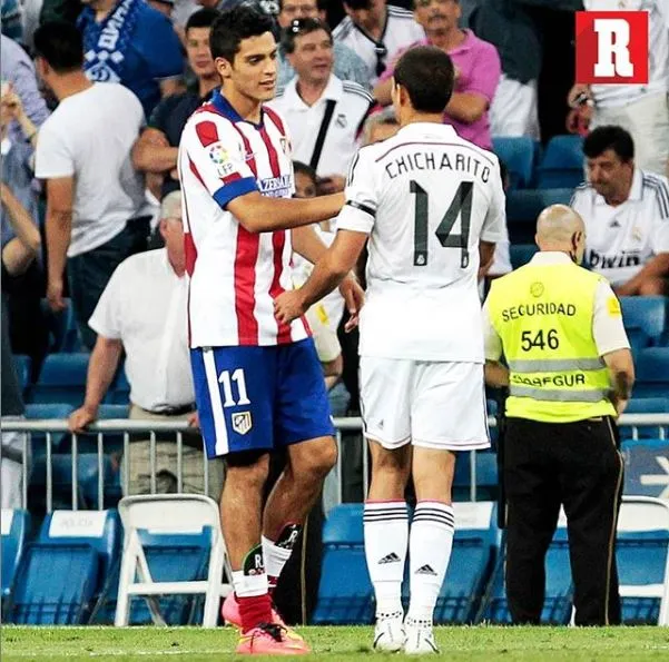 Raúl Jiménez y Javier Hernández en el Derbi madrileño