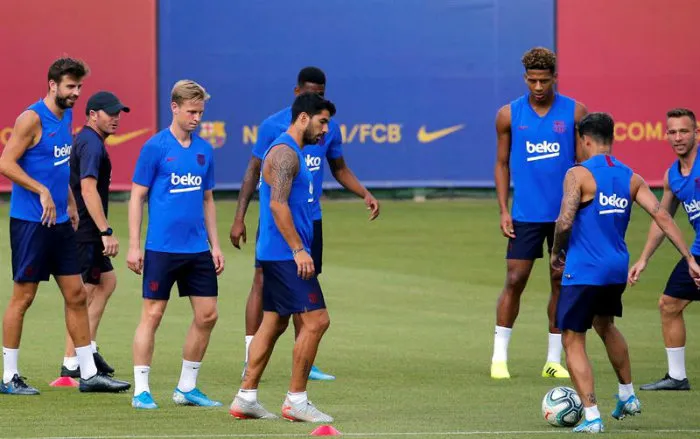 EFE Suárez, en un entrenamiento del Barcelona