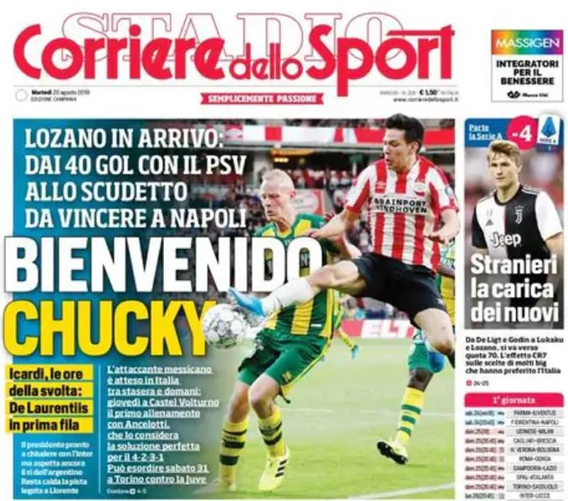 Así luce la portada del Corriere dello Sport