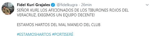 TWITTER @FIDELKUGRA El primer tuit en la cuenta tras el hackeo
