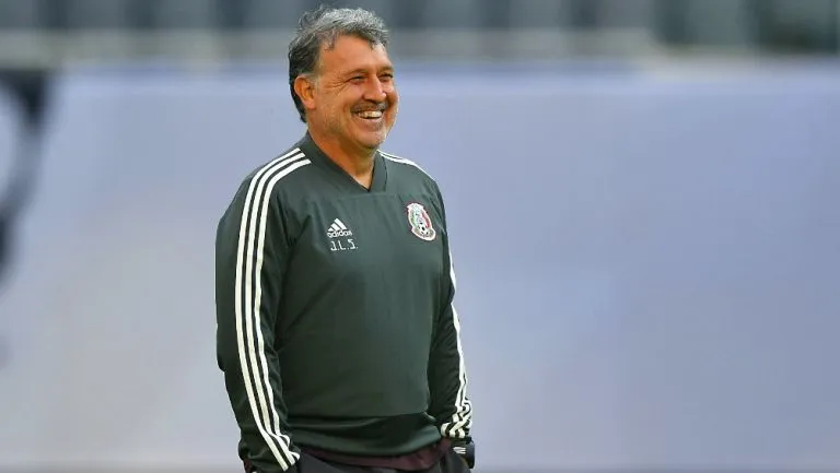 Gerardo Martino durante un entrenamiento con el Tricolor