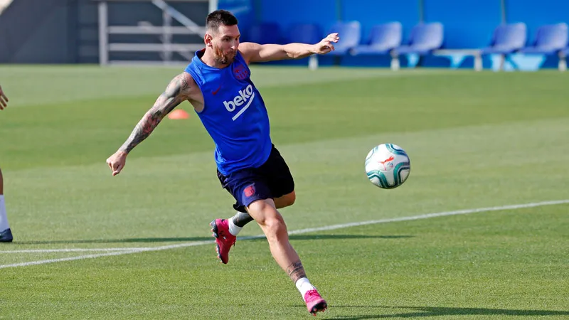 Messi, durante un entrenamiento con Barcelona