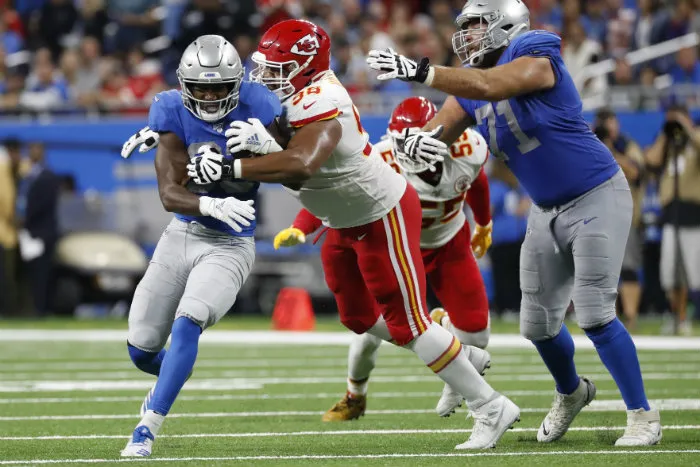 Kerryon Johnson, durante el partido contra Kansas