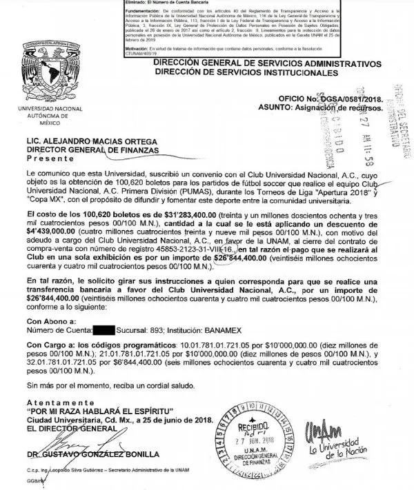 ESPECIAL El documento que constata la orden de hacer la transferencia