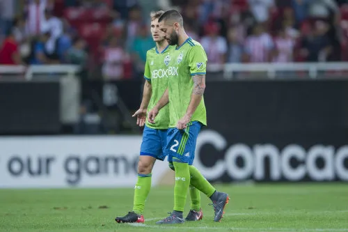 Jugadores del Seattle Sounders durante un partido