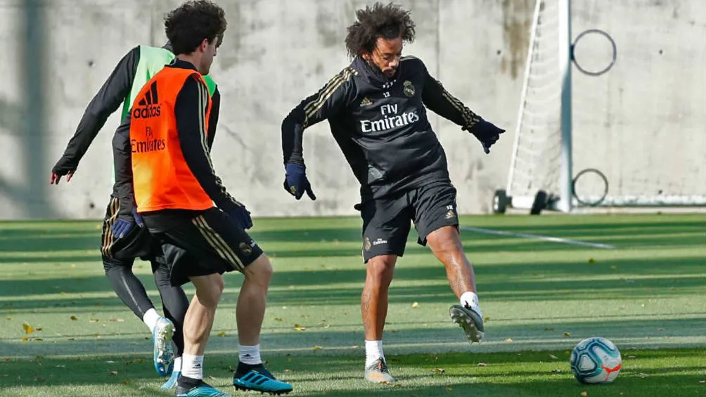 TWITTER@REALMADRID Marcelo entrenando hoy en Valdebebas
