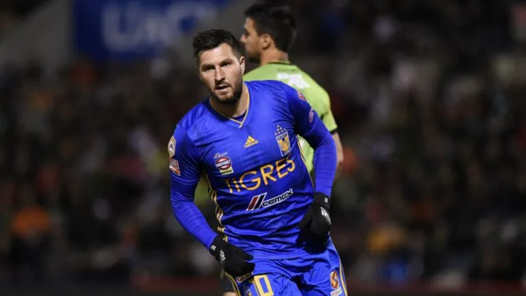 André-Pierre Gignac festeja el tanto que marcó