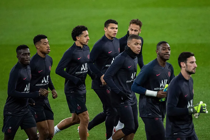 Jugadores del PSG, durante una práctica