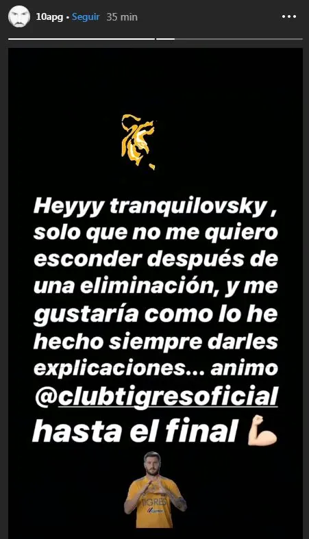 Publicación de Gignac en redes sociales