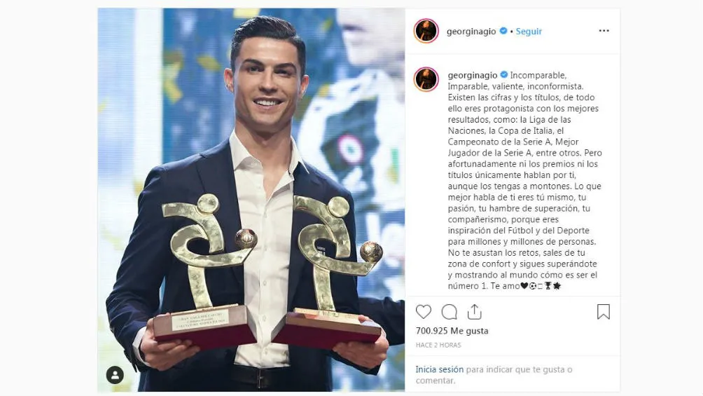 INSTAGRAM@GEORGINAGIO El mensaje de Georgina a CR7