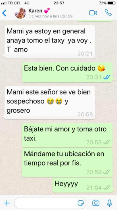 TWITTER:@DANIELESPNDOLA2 Última conversación de Whatsapp de Karen