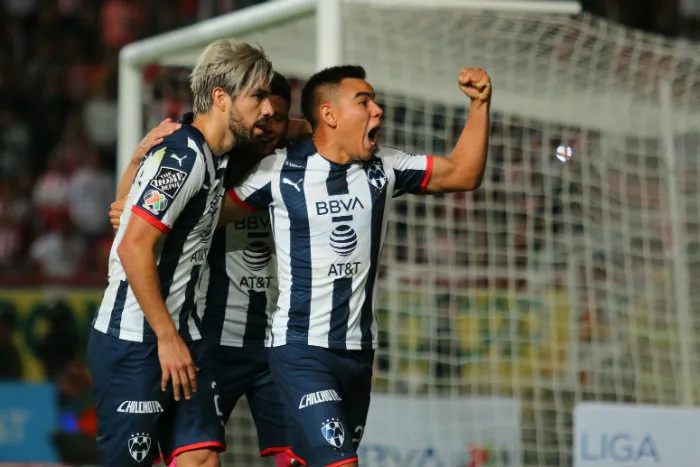 Monterrey festeja gol contra Necaxa