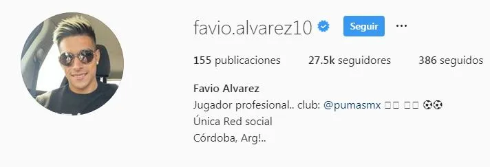 INSTAGRAM @FAVIO.ALVAREZ10 Descripción de Favio Álvarez en Instagram
