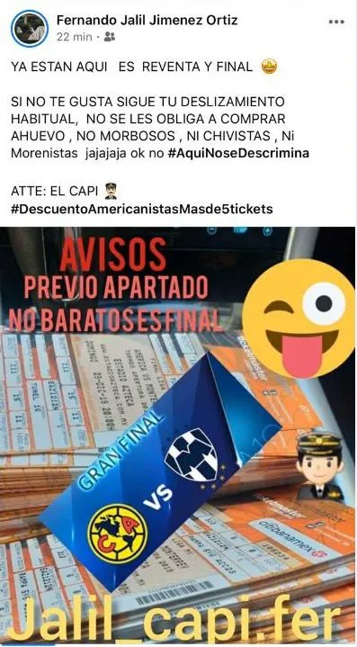 Los boletos que se venden en Facebook