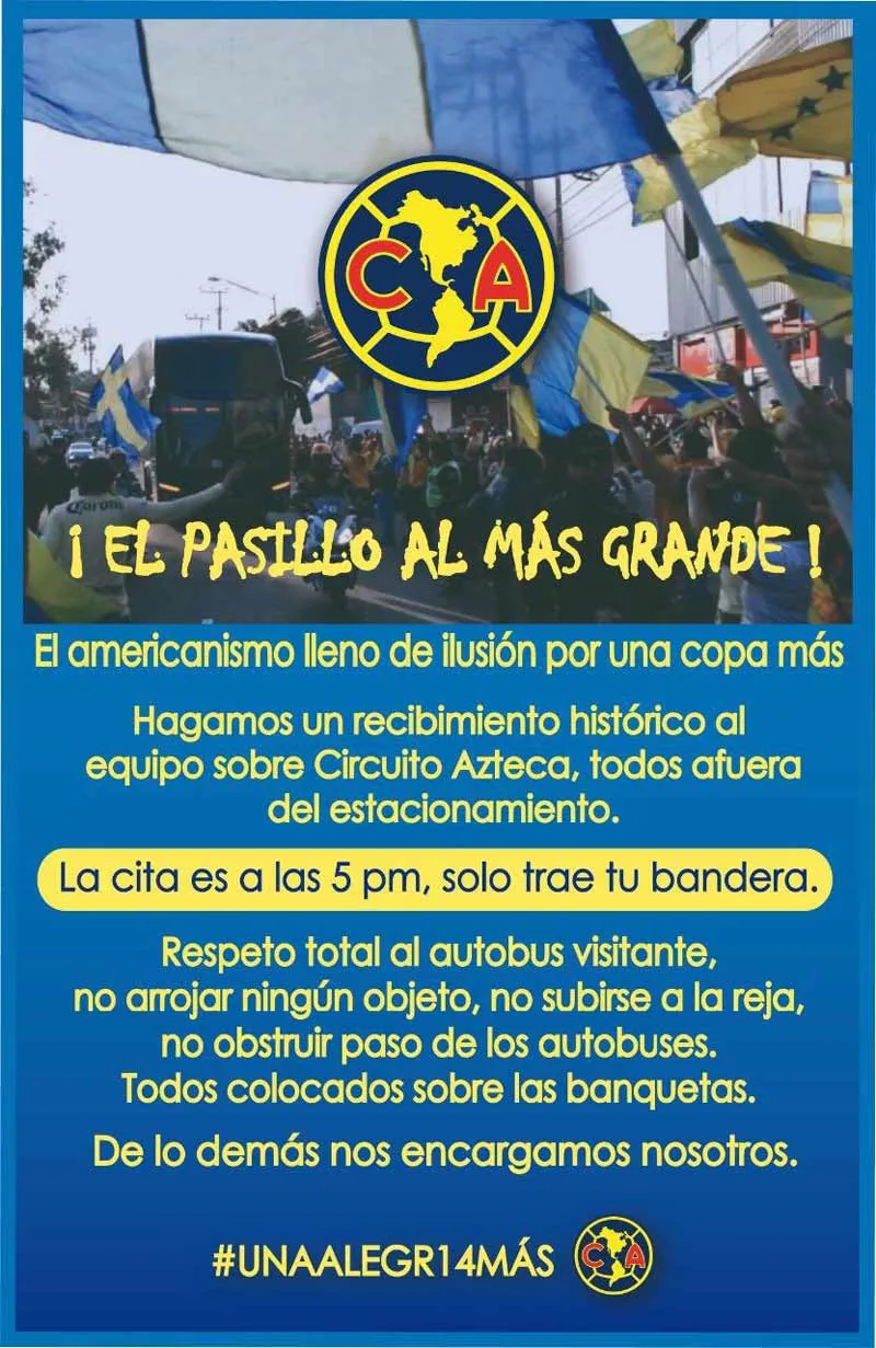 TWITTER @MSPEJEL Llamado a la afición del América