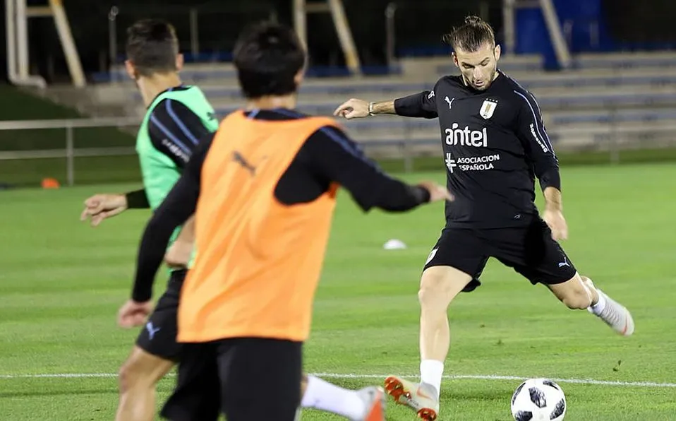 Gastón Silva, durante un entrenamiento de los Charrúas
