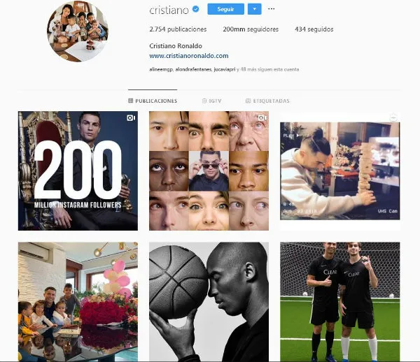 Perfil de Cristiano Ronaldo en Instagram