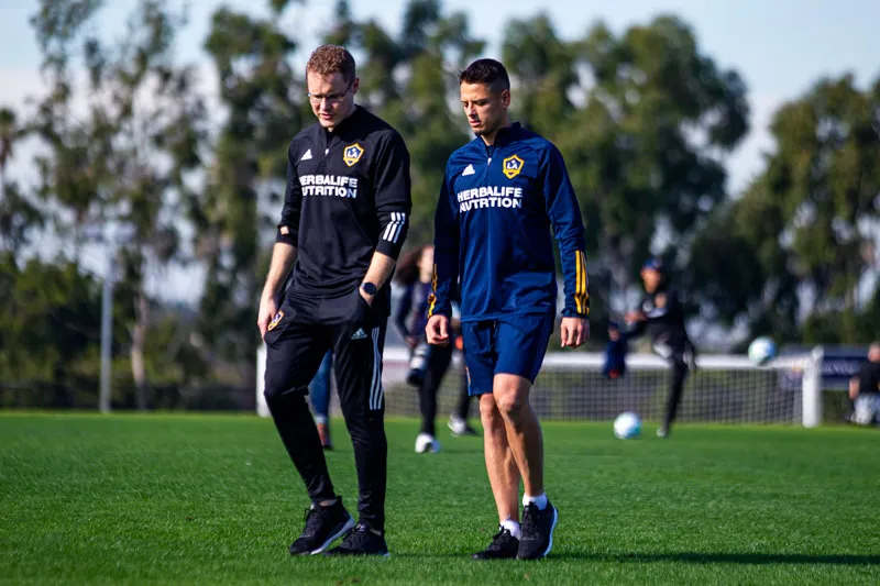 Javier Hernández, en las instalaciones del Galaxy