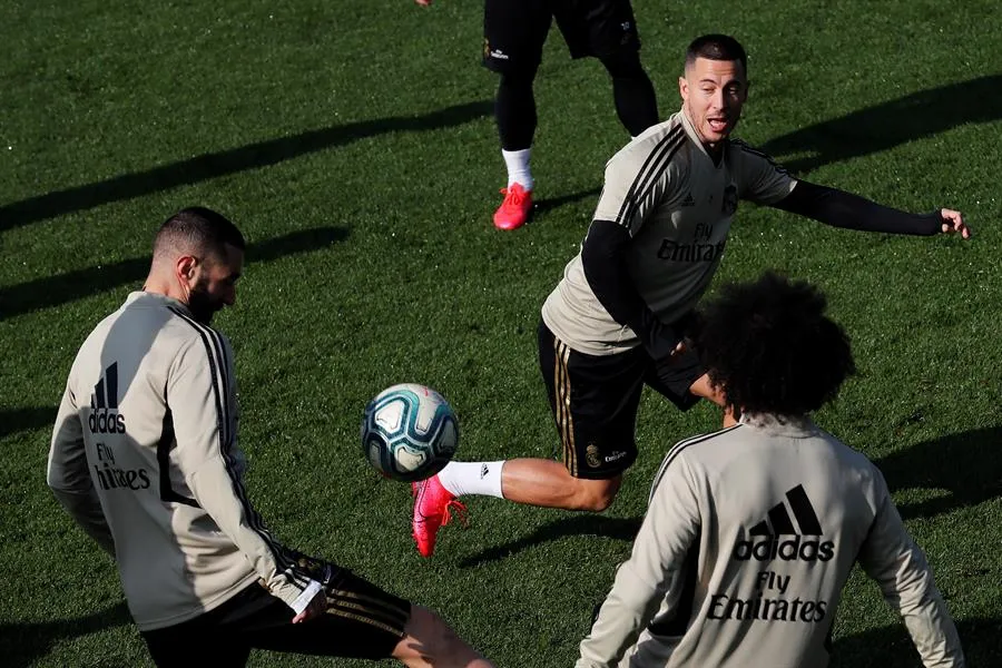 EFE Eden Hazard en un entrenamiento con el Real Madrid
