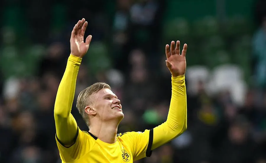 Erling Haaland celebrando un gol con Borussia Dortmund