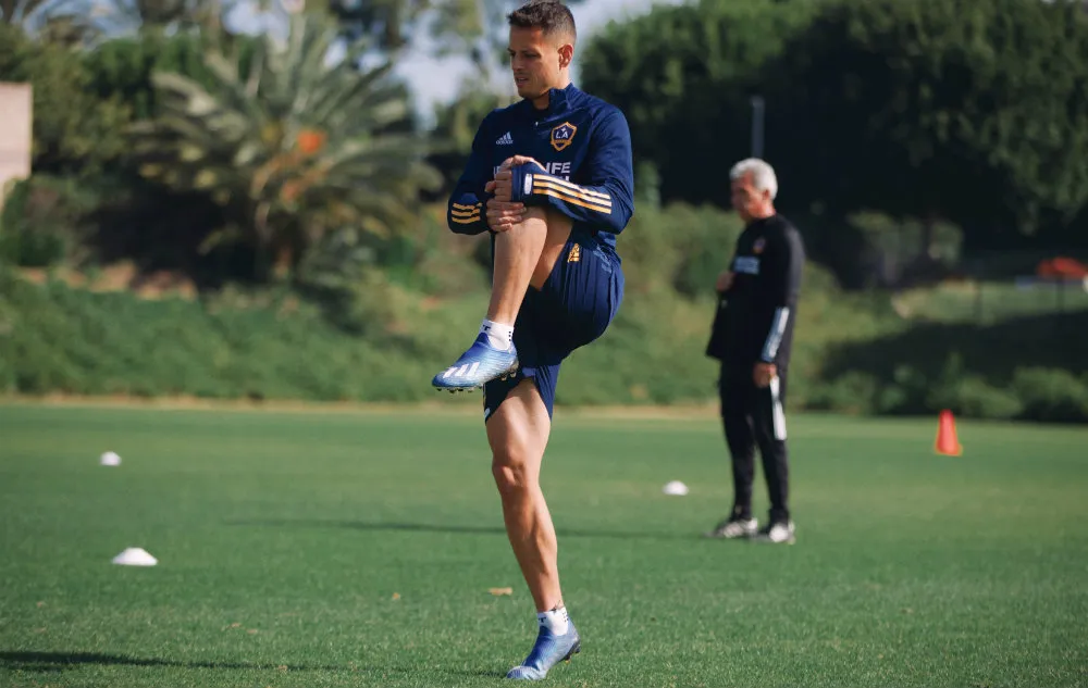 Javier Hernández durante un entrenamiento con LA Galaxy