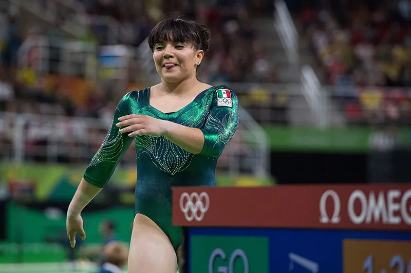 La gimnasta mexicana, después de una exhibición