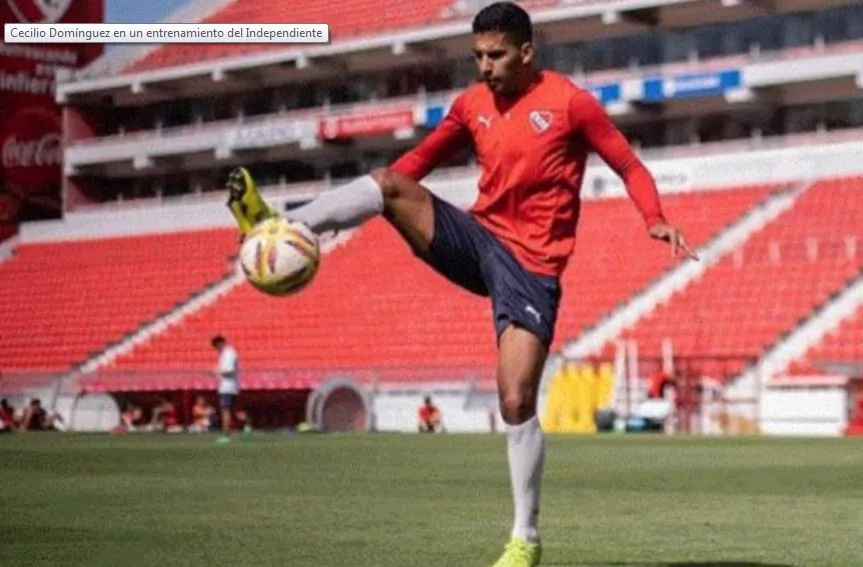 Cecilio Domínguez en un entrenamiento del Independiente
