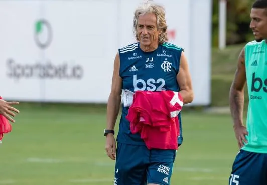 Jorge Jesus en un entrenamiento de Flamengo
