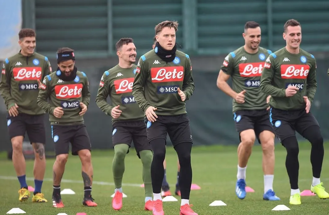 Jugadores del Napoli, en un entrenamiento