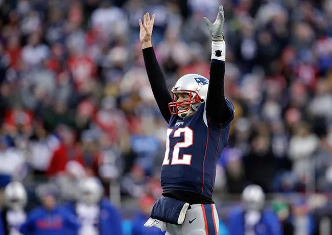 Brady celebra un touchdown con los Patriots