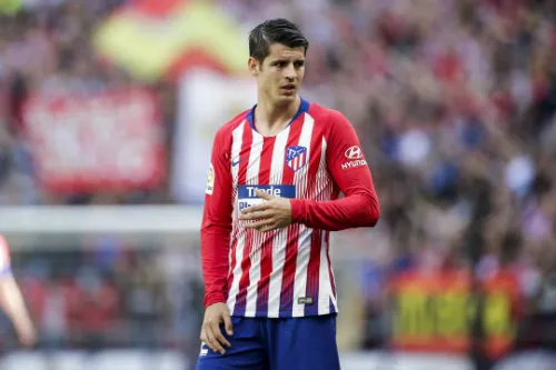Álvaro Morata durante un partido de los Colchoneros