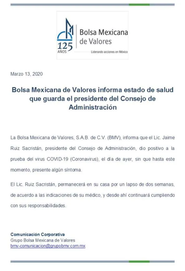 La BMV confirmó que Ruiz Sacristán tenía COVID-19