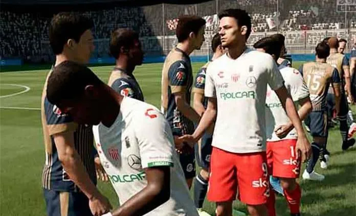 ESPECIAL Jugadores de San Luis y Necaxa se saludan en FIFA 20