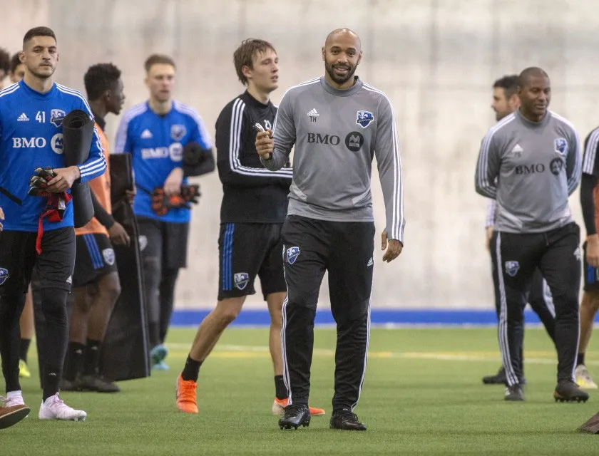 Thierry Henry en una práctica con el Impact