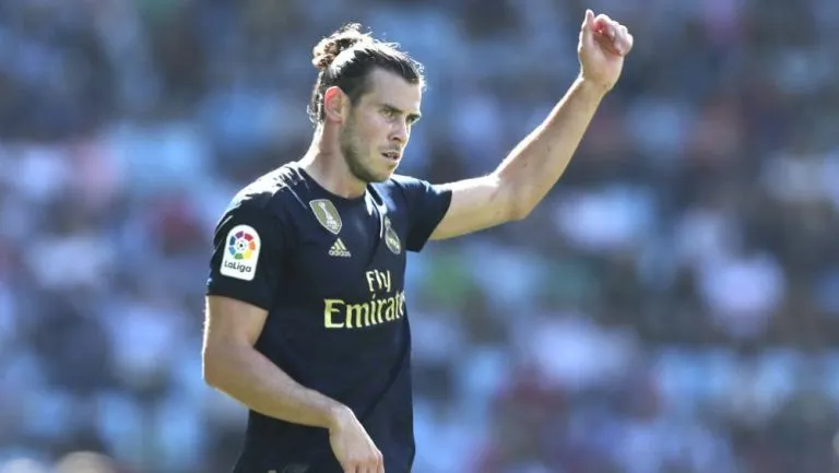 Gareth Bale festeja un gol con el Real Madrid