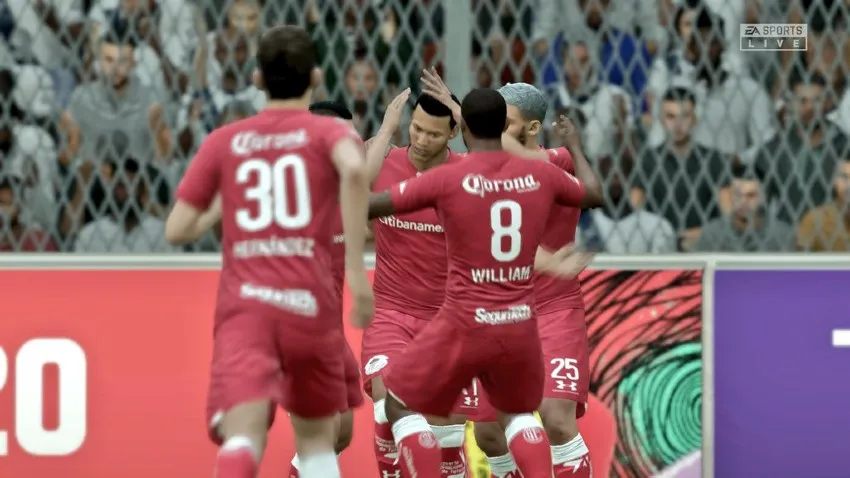 Jugadores de Toluca celebrando un gol