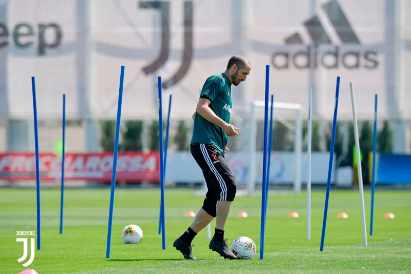 Giorgio Chiellini, en entrenamiento de la Juventus