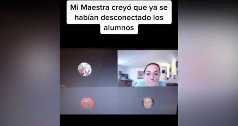 Maestra al darse cuenta que tenía el micrófono activado