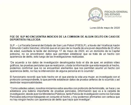 Comunicado de la Fiscalía General del Estado de San Luis Potosí