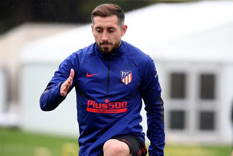 HH en un entrenamiento con el Atlético de Madrid
