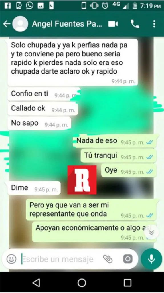 Una de las presuntas conversaciones de Fuentes