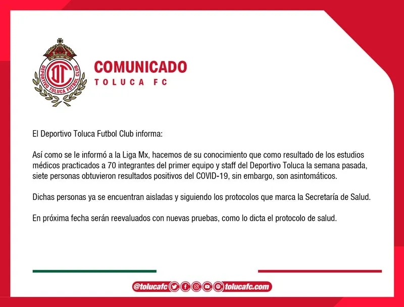 El comunicado del equipo toluqueño