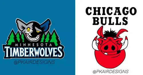 Así lucirían los escudos de Timberwolves y Bulls