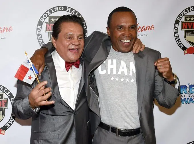 Manos de Piedra, junto a Sugar Ray Leonard