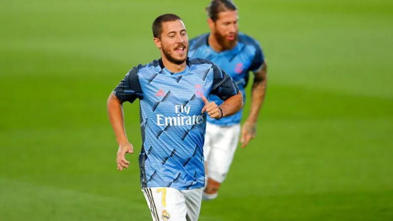 AP Hazard durante un entrenamiento con Real Madrid