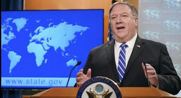 Mike Pompeo en una conferencia de prensa