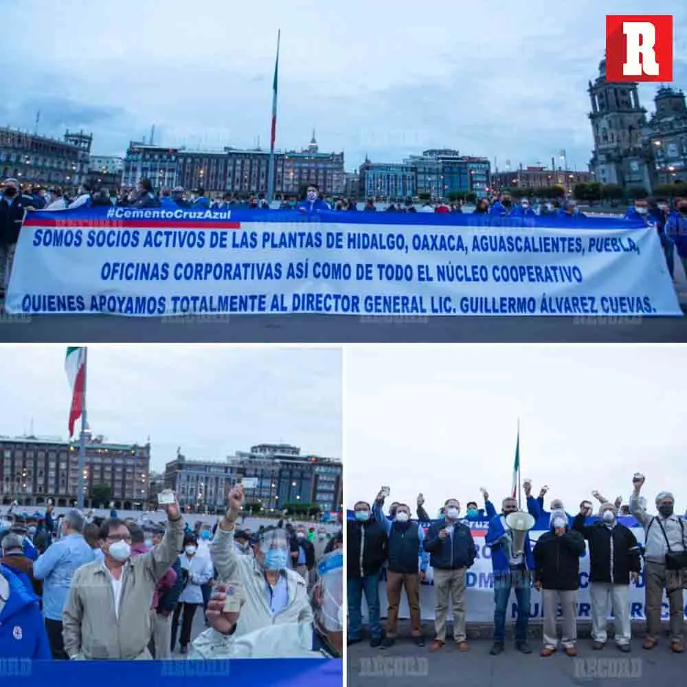 Manifestantes de la Cooperativa La Cruz Azul muestran su apoyo a Billy